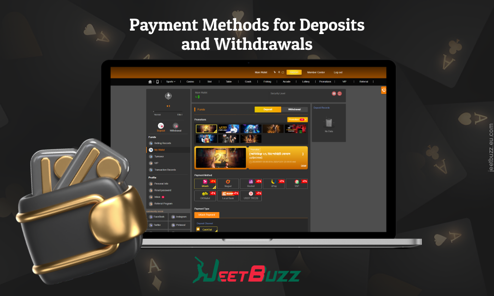 Jeetbuzz offers players in Bangladesh various payment methods for deposits and withdrawals